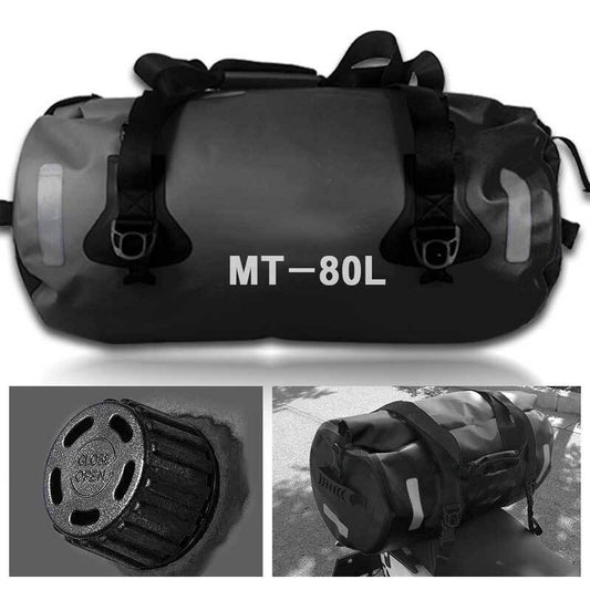 Motorcycle Waterproof Bag Outdoor Travel Rear Rack Luggage Saddlebag Black 80L