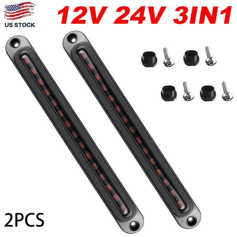2X DRL LED Light Bar Brake Flowing Turn Signal Tail Strip Sequential Truck 10''