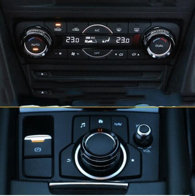 Car for Mazda CX-5 17-21 Black Aluminum Middle Console AC Knob Cover Trim
