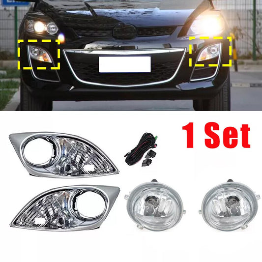 Set Front Fog Light Driving Lamp With Wire Switch Kit for Mazda CX-7 2010-2012
