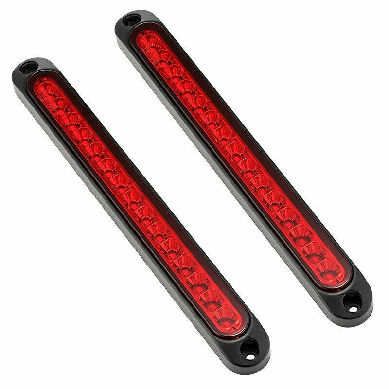2X Red 15 LED Sealed Truck Trailer DRL Strip Brake Stop Rear Turn Tail Light Bar