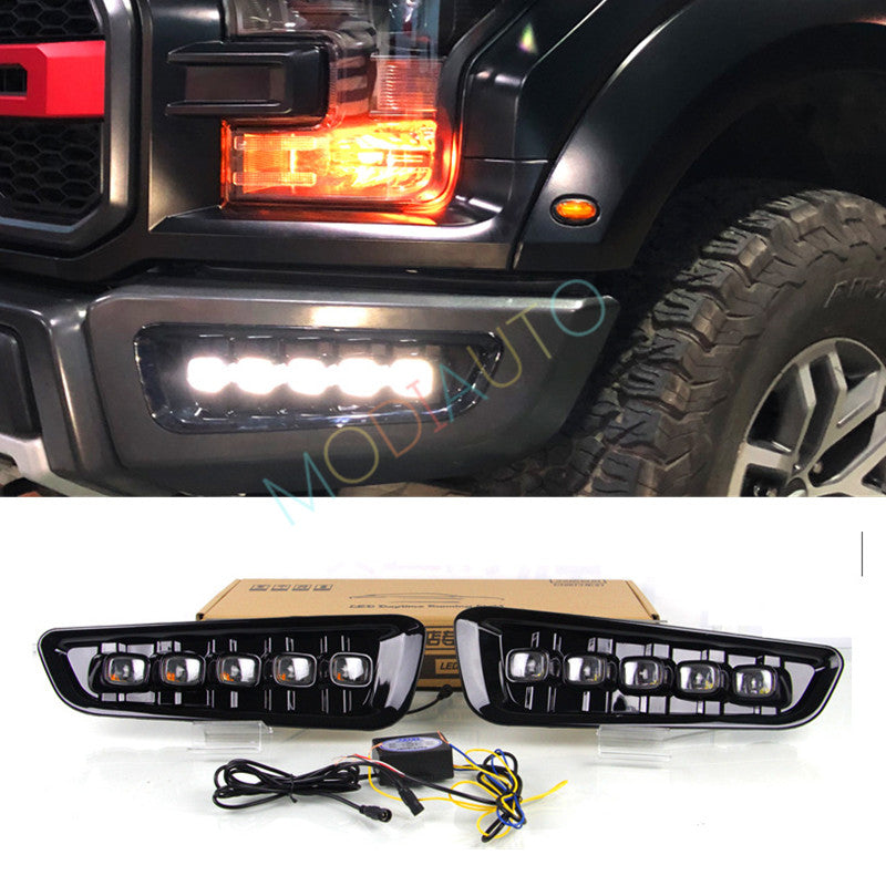 for Ford F150 2018-22 Style Conversion Steel Front Bumper W/LED Fog Lamps