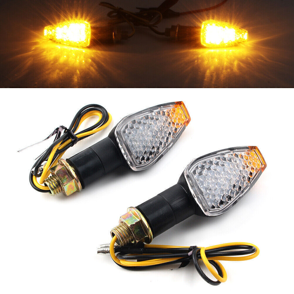 14 Turn Signal Indicators Blinkers Lights Clear Amber Lamps Universal 2PCs