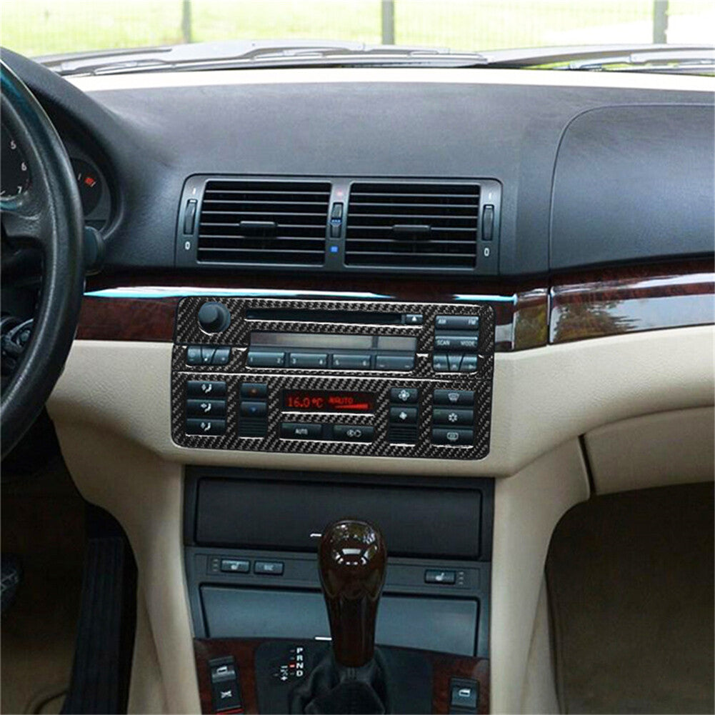 3X Carbon Fiber Center Console CD Panel Trim Cover for BMW 3 Series E46 1998-05