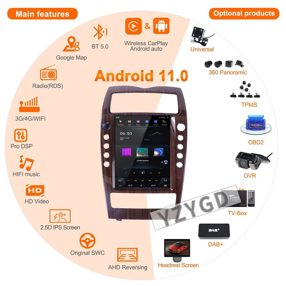 for Maserati Quattroporte 2004-2012 CarPlay 2Din Car Radio Stereo Player Screen