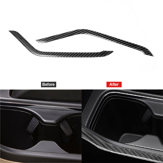 Carbon Fiber Watercup Decorative Strip Trim Cover for Honda for Civic Coupe 2013-15