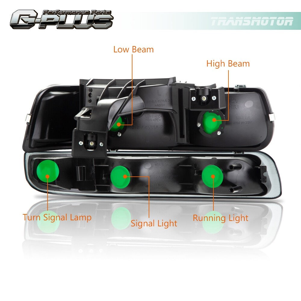 Suitable for 1999-2002 Silverado / 00-06 suburban amber corner headlights with smoke effect