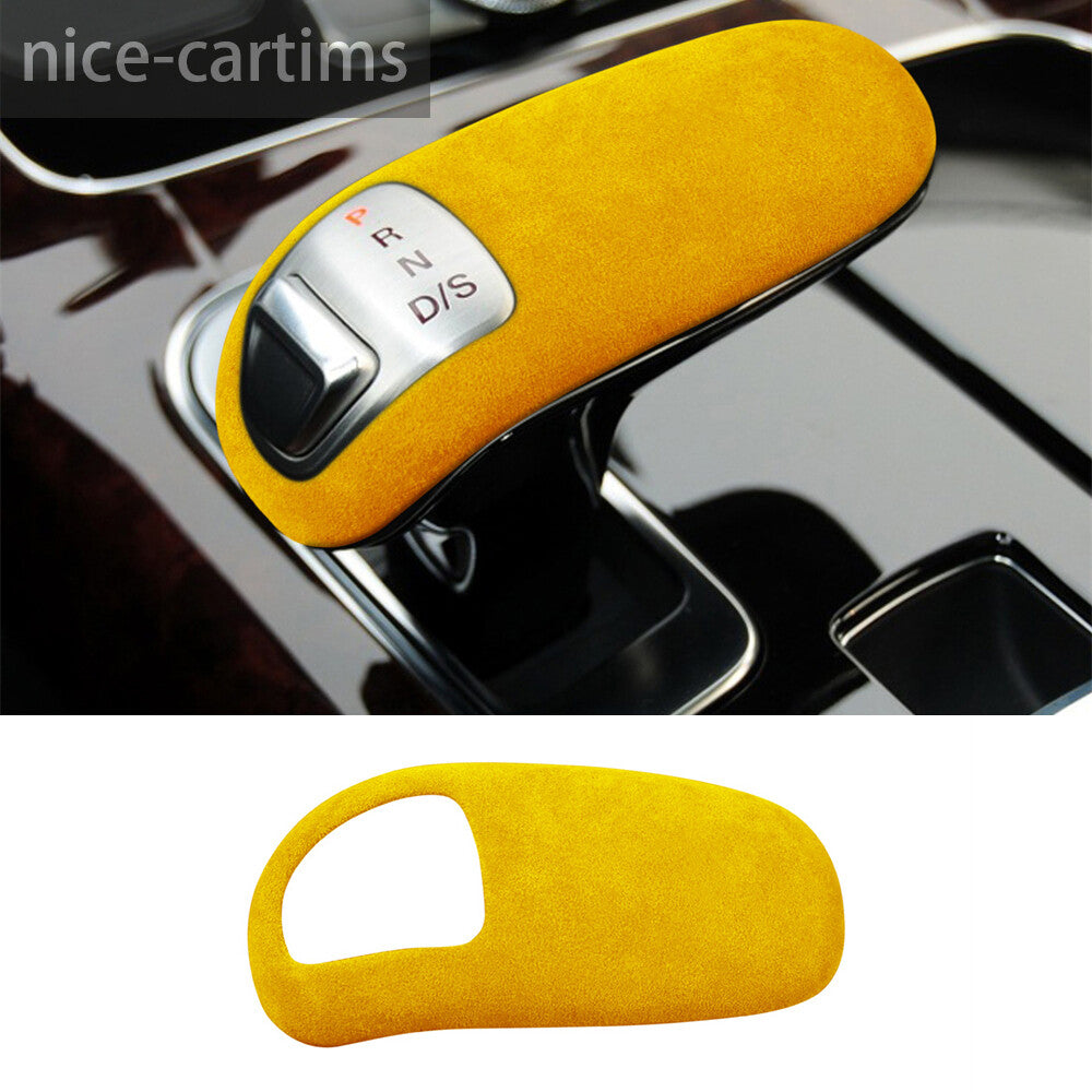 Suede Yellow Console Gear Shift Knob Panel Cover for Audi for A8 2011-17 Accessories