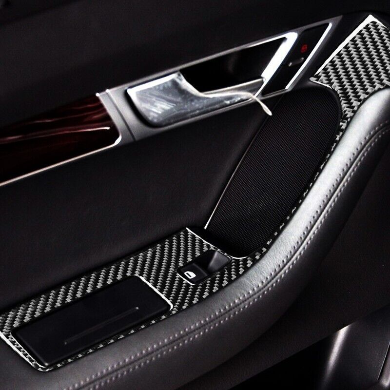 Real Carbon Fiber Car Window Switch Panel Cover Trim for Audi for A6 S6 2005-2011