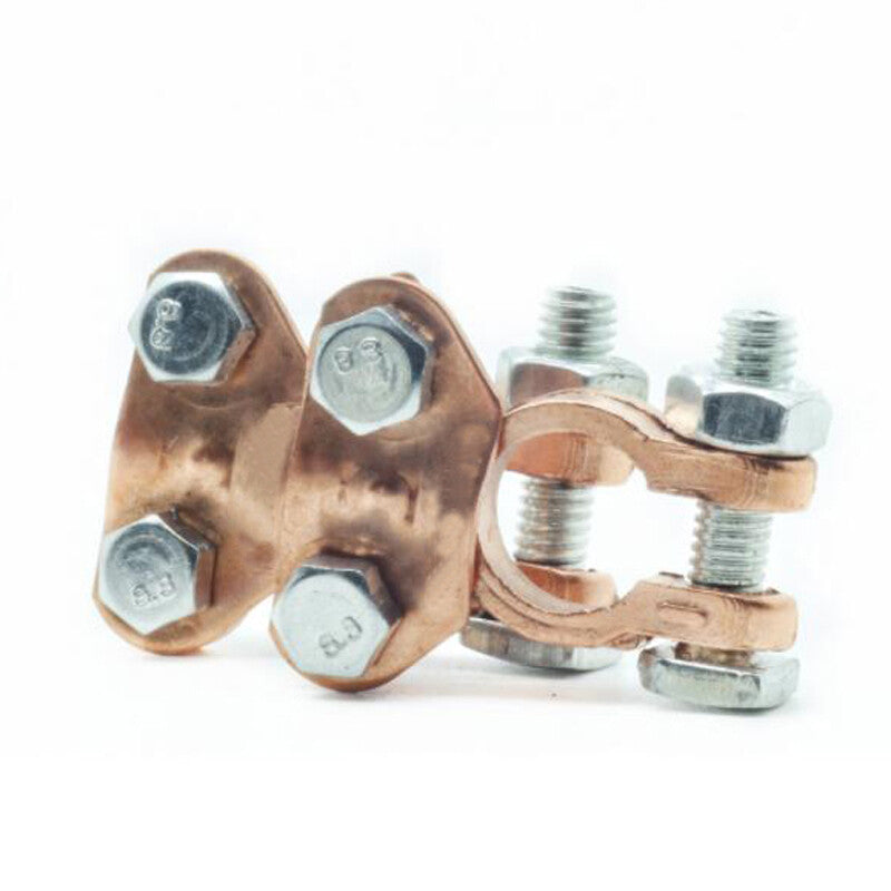 Universal copper pins for a pair of 16mm-18mm automotive battery clip terminal connectors.