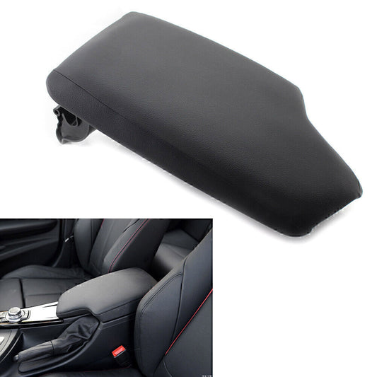 for BMW F30 2013-2019 18 Black Leather Car Center Console Armrest Cover W/ Plate