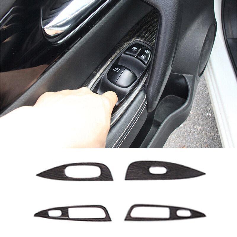 for Nissan Rogue Sport 2017-2021 Black Wood Grain Window Lift Panel Switch Cover
