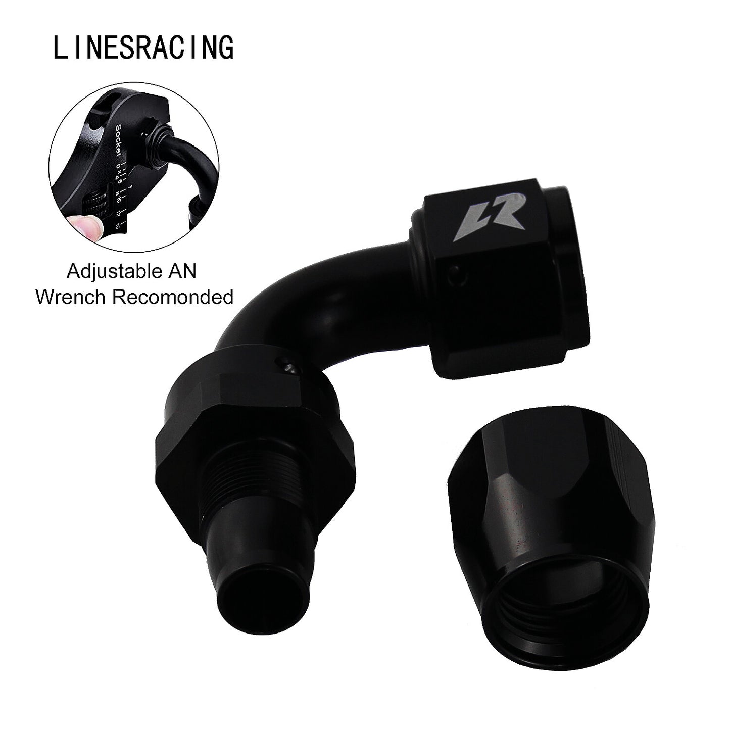 AN10 90 Degree Swivel Hose End Fitting for Braided Fuel Line Aluminum Black