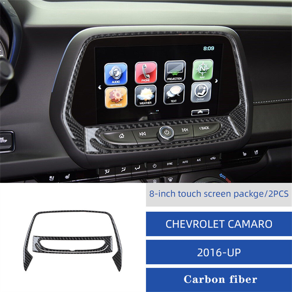 9Pcs Carbon Fiber Central Control Set Decor Trim Kit for Chevrolet Camaro 2016+