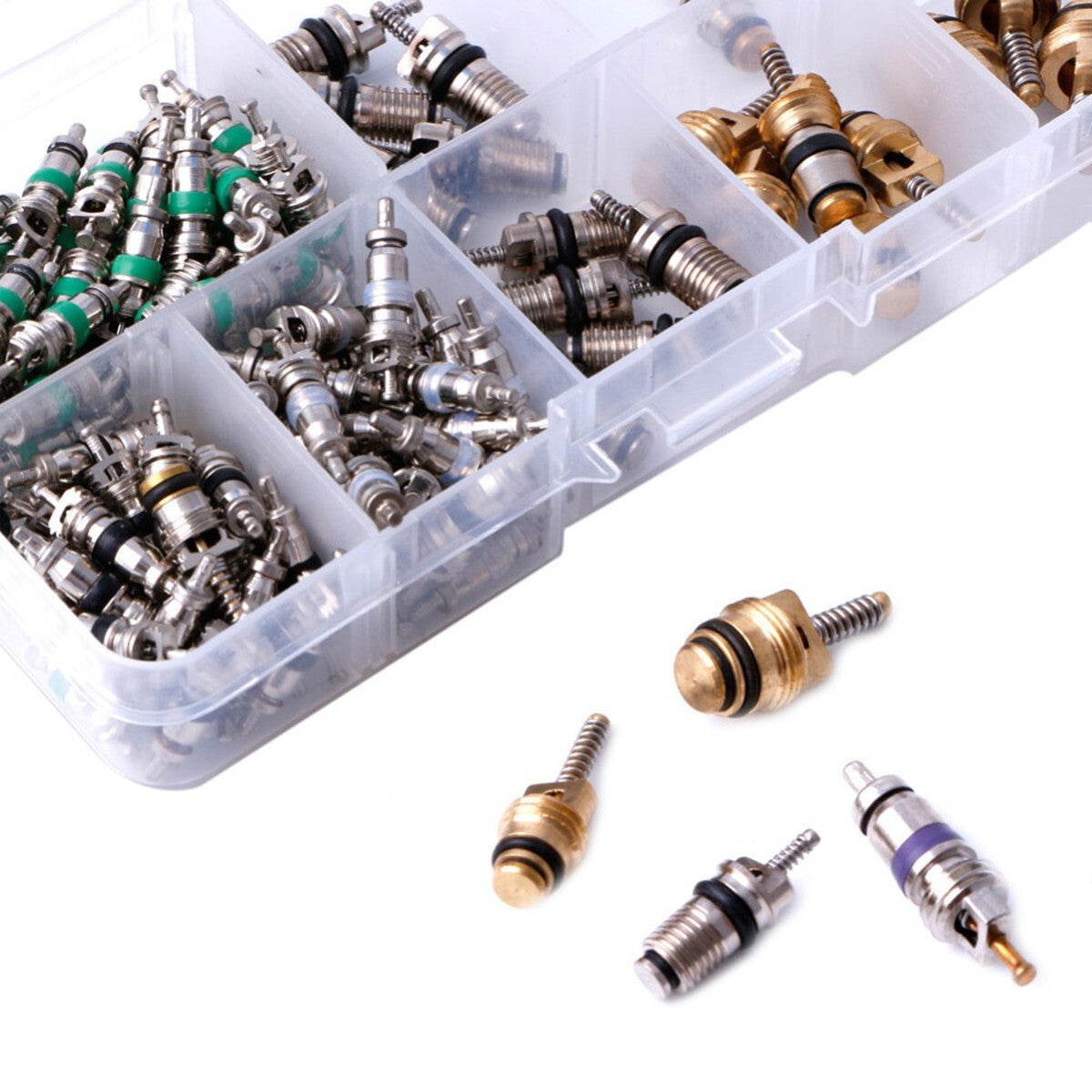 Automotive Air Conditioning Valve Core Car Accessories Kit 134 Pcs Copper/Brass