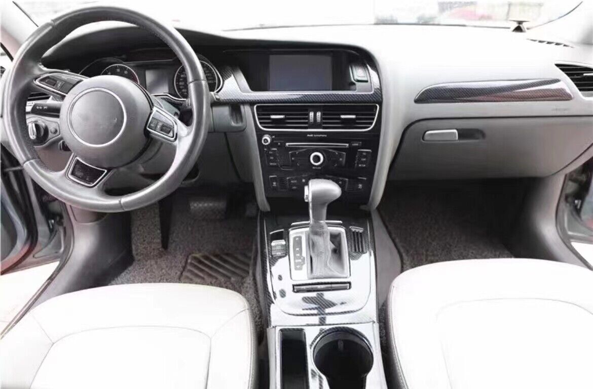 Car Inner Dashboard Panel Frame Cover Trim Fit for Audi A5 08-2016 Carbon Fiber