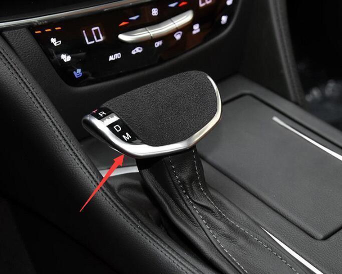 Refit for Cadillac CT6 2016-18 Gray Alcantara Console Gear Shift Knob Cover Trim
