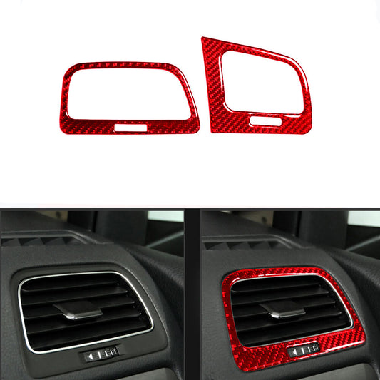 Red Carbon Fiber Side Air Vent Outlet Cover Trim for VW for Golf 7 MK7 2014-2019