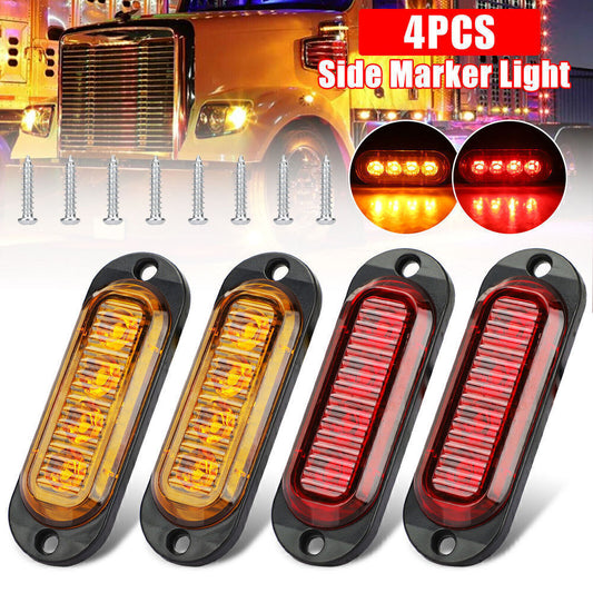 2-20x 4-LED Clearance Light Side Marker Amber Red Indicators Trailer Truck Lamp