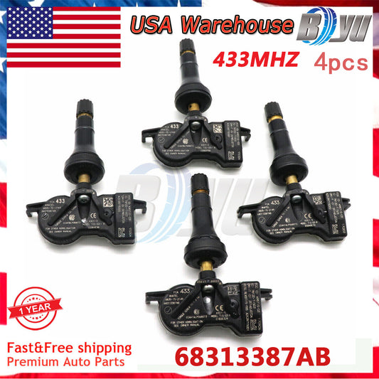 Set of (4) 68105280AF TIRE PRESSURE SENSOR TPMS 433Mhz For 2013-2016 for Dodge Dart