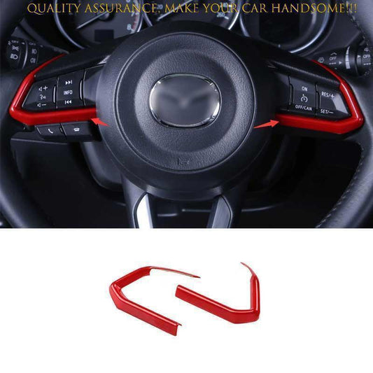 2P for Mazda CX-5 CX5 17-24 Bright Red Steering Wheel Control Button Frame Trims