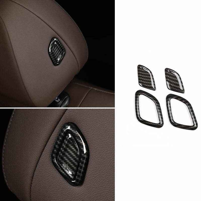 Carbon Fiber for Seat Headrest Button Ring Cover Trim for BMW 3 Series G20 2019-2021
