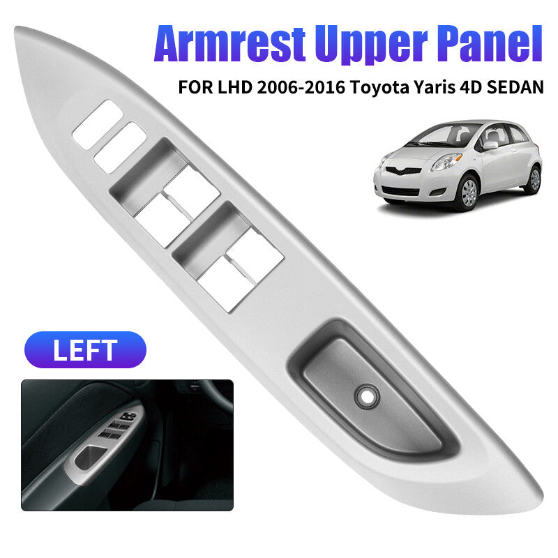 Master Power Window Switch Bezel Trim Silver fit 06-16 for Toyota Yaris 4D Sedean