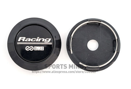4x64mm Enkei Racing Black Decal Badge Wheel Center Hub Cap Rim Cap