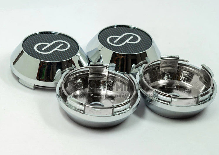 4-piece set of 65mm Enkei wheel caps, rim caps, wheel center caps, badges, logos, silver carbon fiber