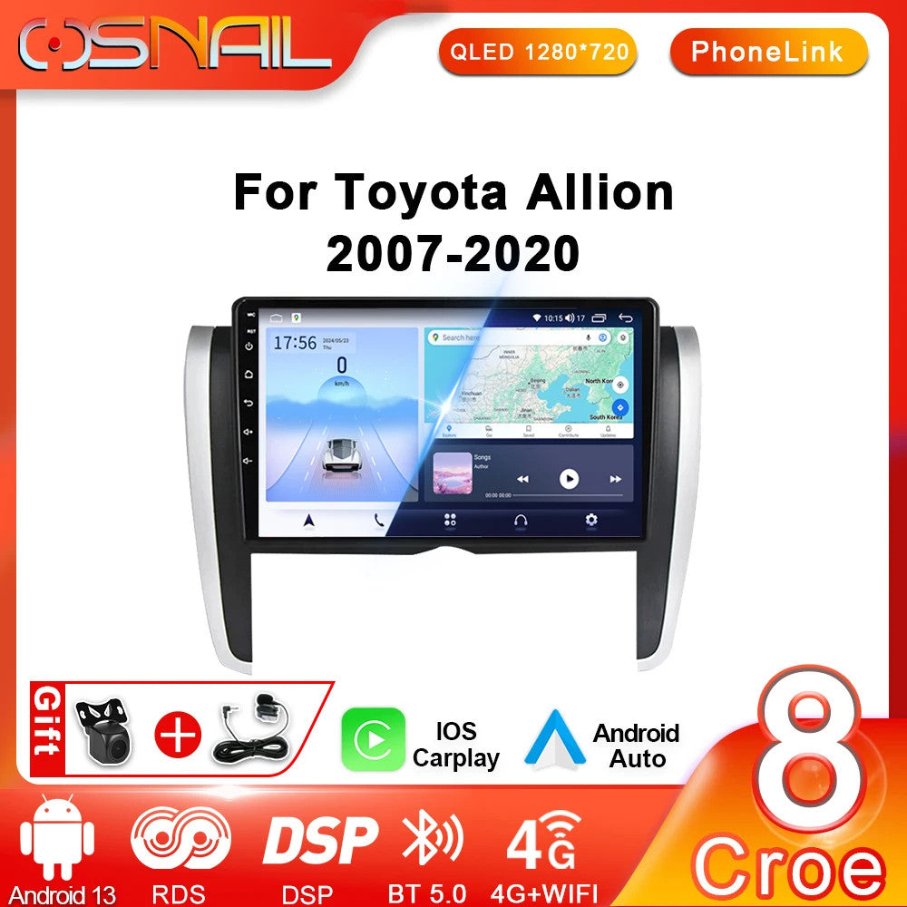 Car Radio for Toyota Allion T260 2007-2020 Android Player CarPlay Screen GPS DSP