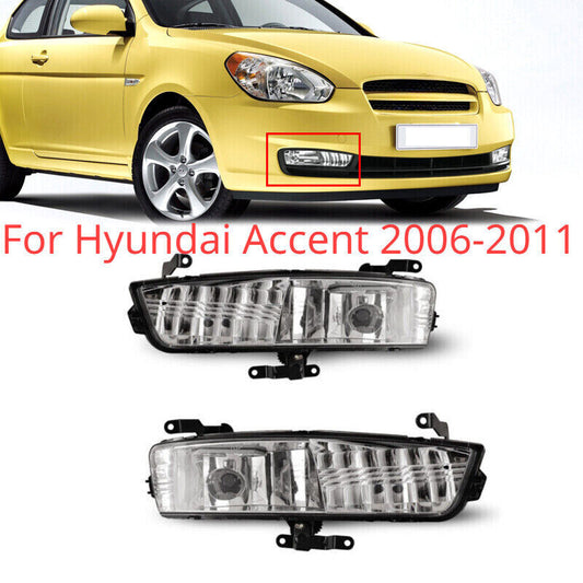 Fit for Hyundai Accent 2006-2011 Pair Fog Lights Front Bumper Fog Lamp Assembly
