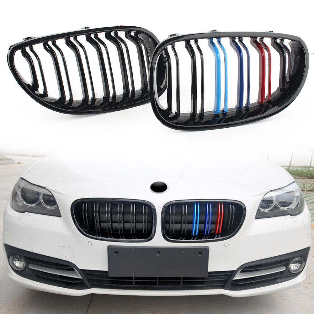Front Kidney Grill Grille Gloss Black for BMW E60 E61 03-2010 Left Right Pair