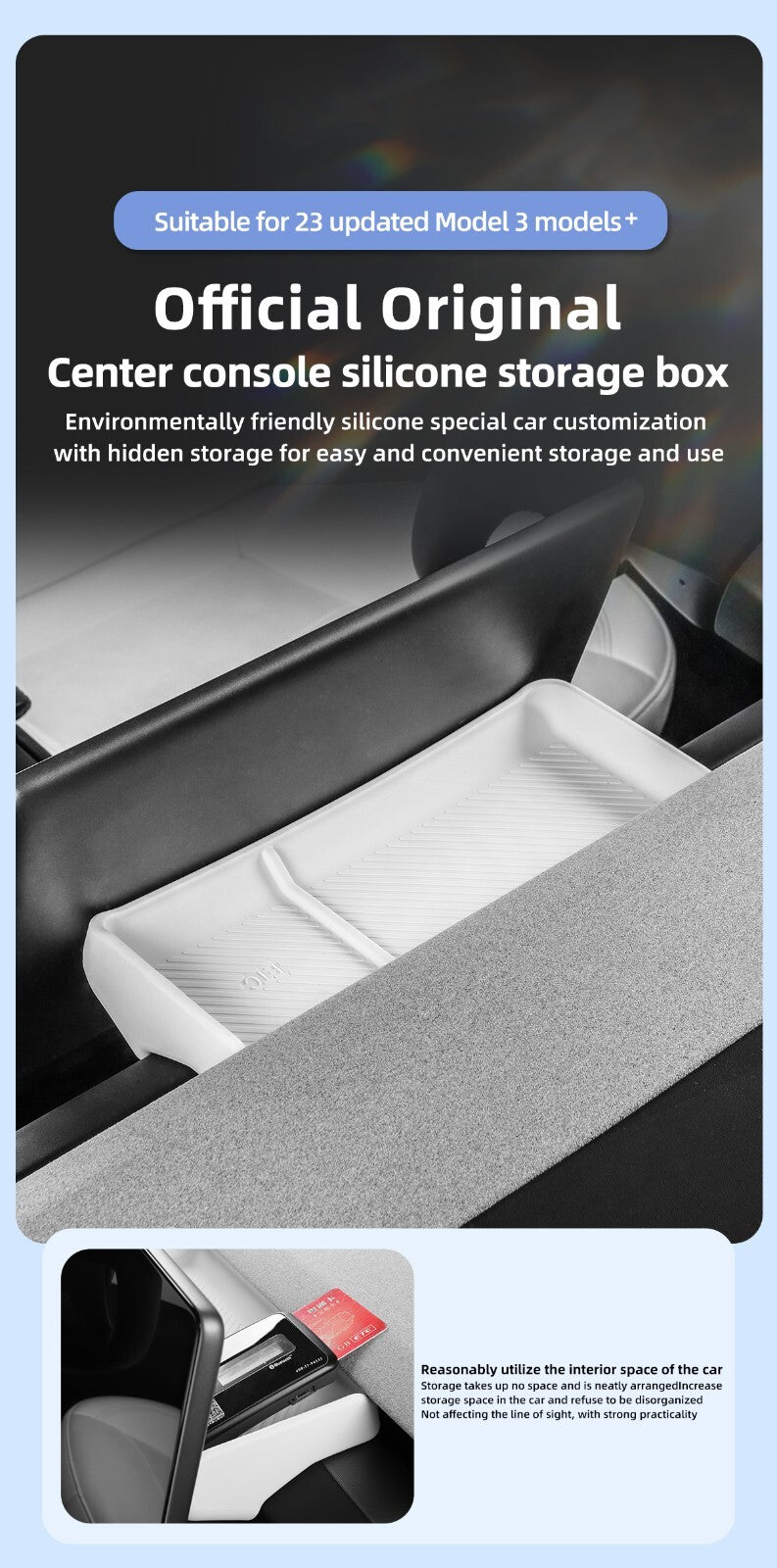 for Tesla Model 3 Highland 2024 Dashboard Tray Center Console Display Behind BK