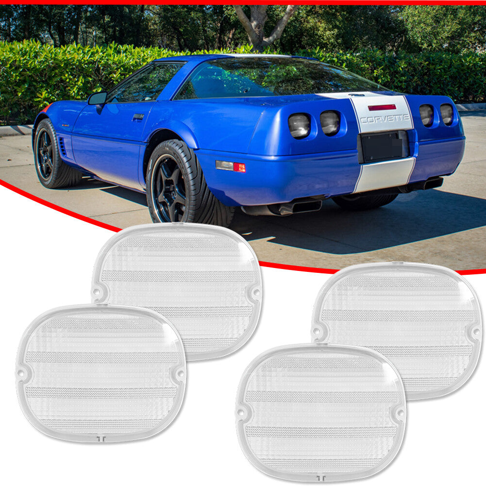 4-Piece Clear Lens Rear Light Reflector Housing Kit for 1990-1996 C4 for Corvette
