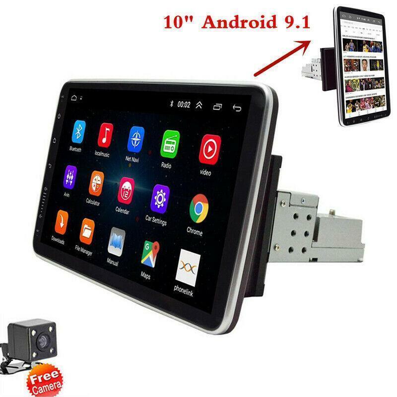 1DIN Rotatable 10.1 Android 9.1 Touch Screen Car Stereo Radio GPS Wifi Camera
