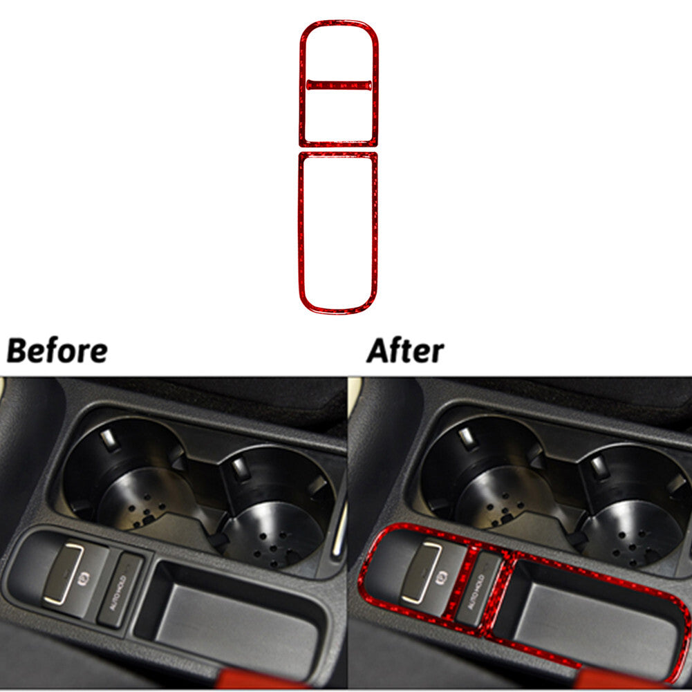 Red Carbon Fiber EPB Console Storage Frame Trim for Volkswagen for Tiguan 2013-2017