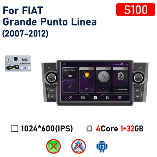 07-12 for Fiat Grande Punto Linea GPS Car Radio Carplay Multimedia Player Screen