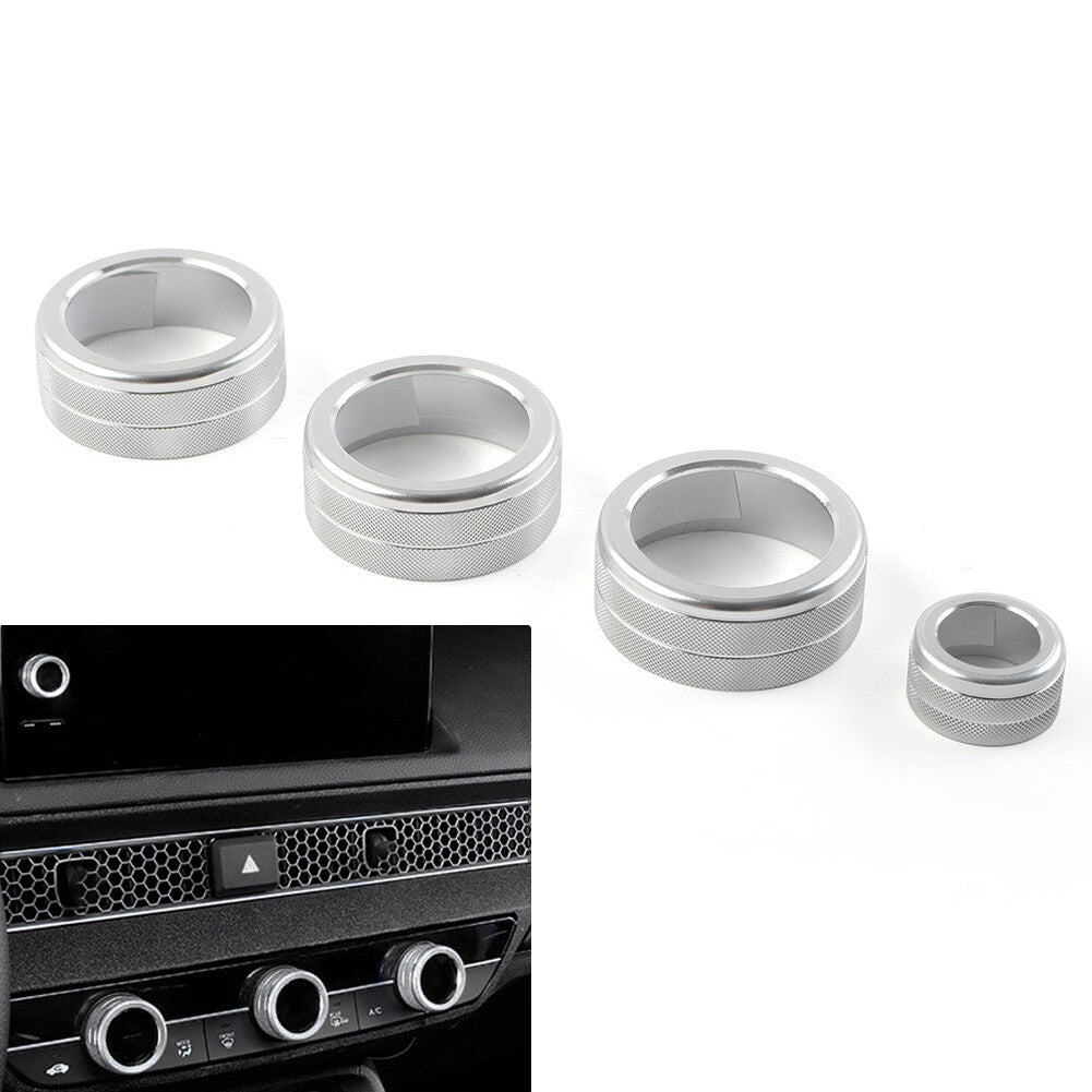 4x Console AC Climate Control Knob Ring Cover for Honda for Civic 11th 2022+ Silver