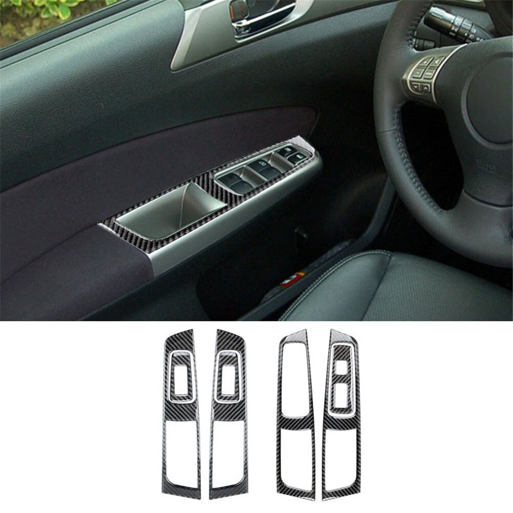 7Pcs Carbon Fiber Interior Door Control Cover Trim for Subaru Forester 2009-2013