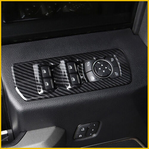 for Ford F-150 2015-2020 Carbon Fiber Door Window Lift Switch Button Panel Trims