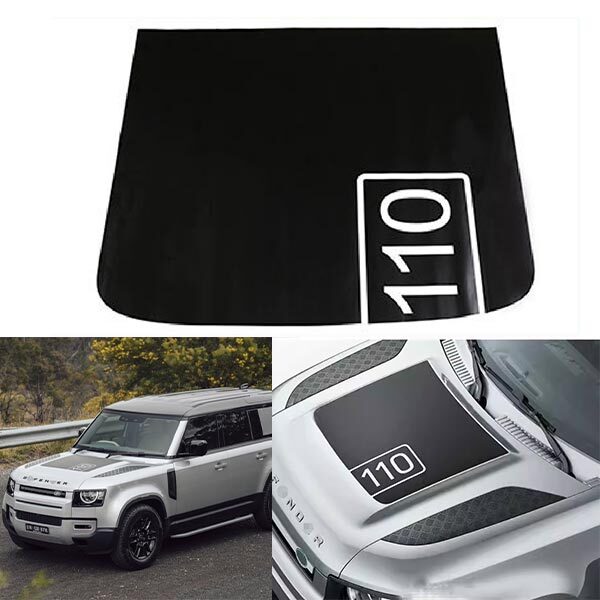 Waterproof Hood Sticker Front Engine for Land Rover for Defender 110 2020-2023 Black