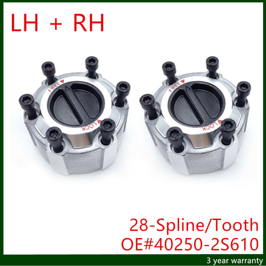 2x 28 spline/die manual locking hub for NISSAN pickup D21, Navara 90-up