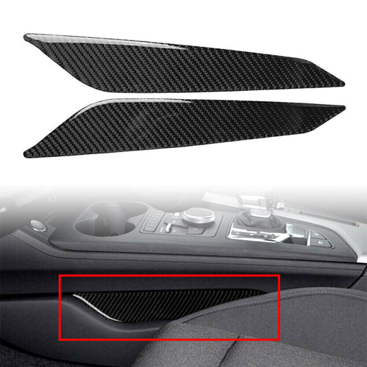 2Pcs Carbon Fiber Car Gear Shift Side Panel Cover Trim Fit for Audi A4 B9 2017-2020