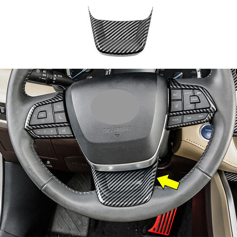 Carbon Fiber ABS Steering Wheel Sheet Cover Trim for Toyota Highlander 2020-2023