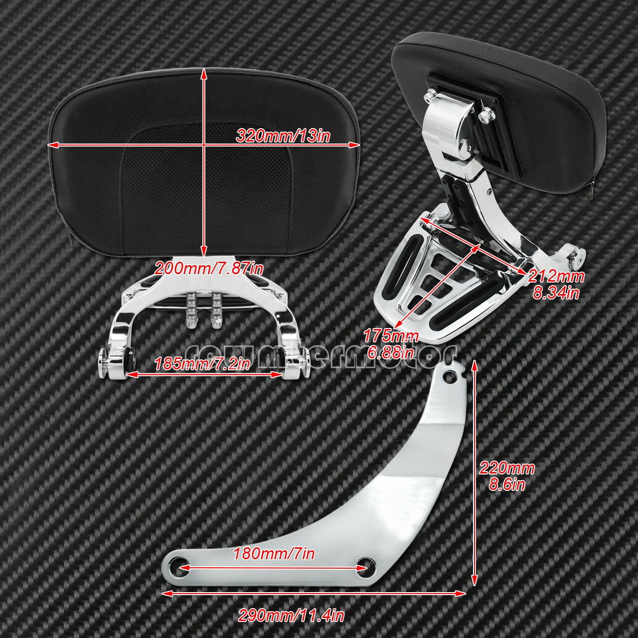 Multi-Purpose Driver  Passenger Backrest Fit for Harley Sport Glide 2018-2020