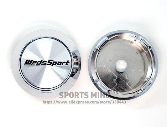4-piece set of 64mm Weds Sport rim caps, hub center caps, hub cap logo chrome TE37