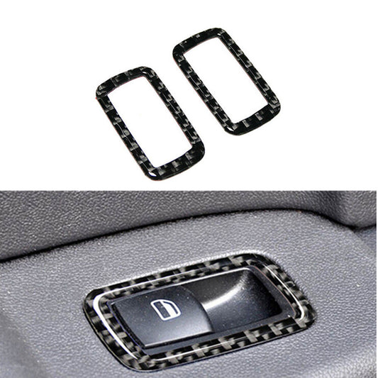 2Pcs Carbon Fiber Rear Window Buttons Panel Trim for Dodge Journey 2009-2010 SXT