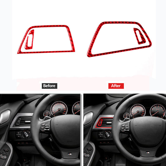 Red Carbon Fiber Side Air Vent Outlet Cover Trim for BMW 6Series F12 F13 2011-18