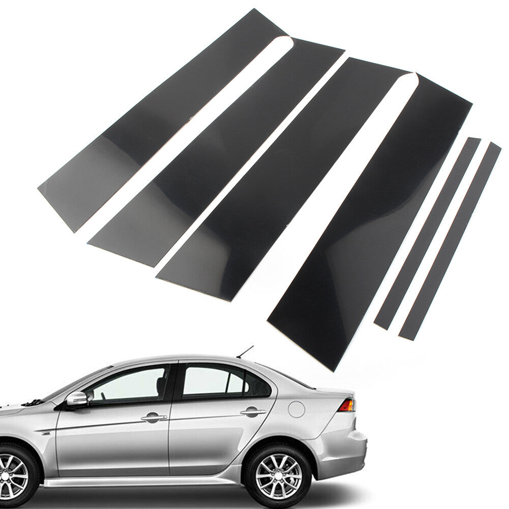 6pcs Black Pillar Posts Door Trim for Mitsubishi Lancer Sedan 2008-2017 2016