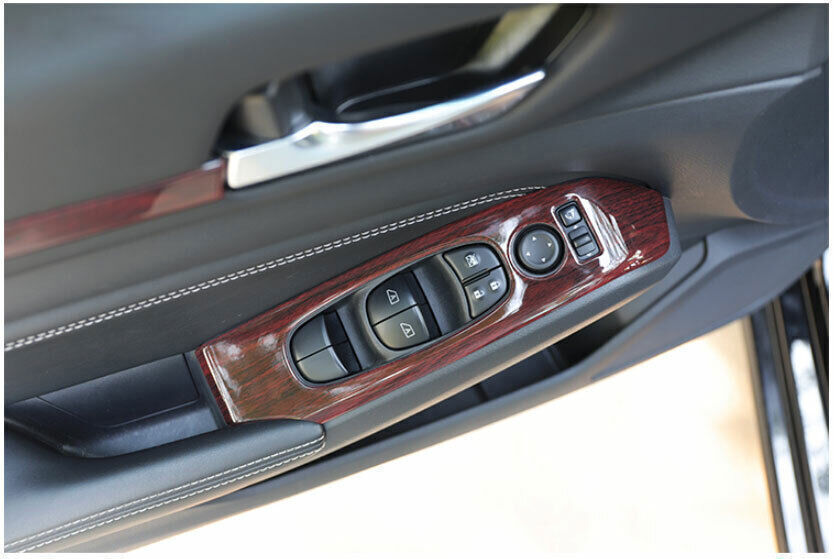 Glass Window Lifting Lock Panel Trim Fit for Nissan Altima 19-22 Red Wood Grain